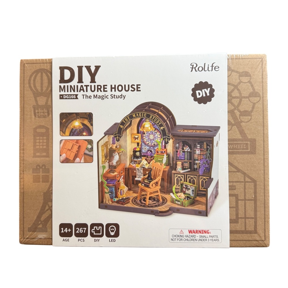 Rolife DIY Miniature House The Magic Study DG166 Brown LED Puzzle Kit NEW